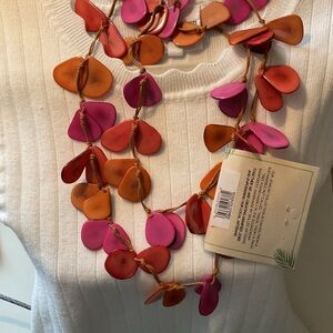 Tagua Long Chic Pink and Orange Tagua but  Necklace